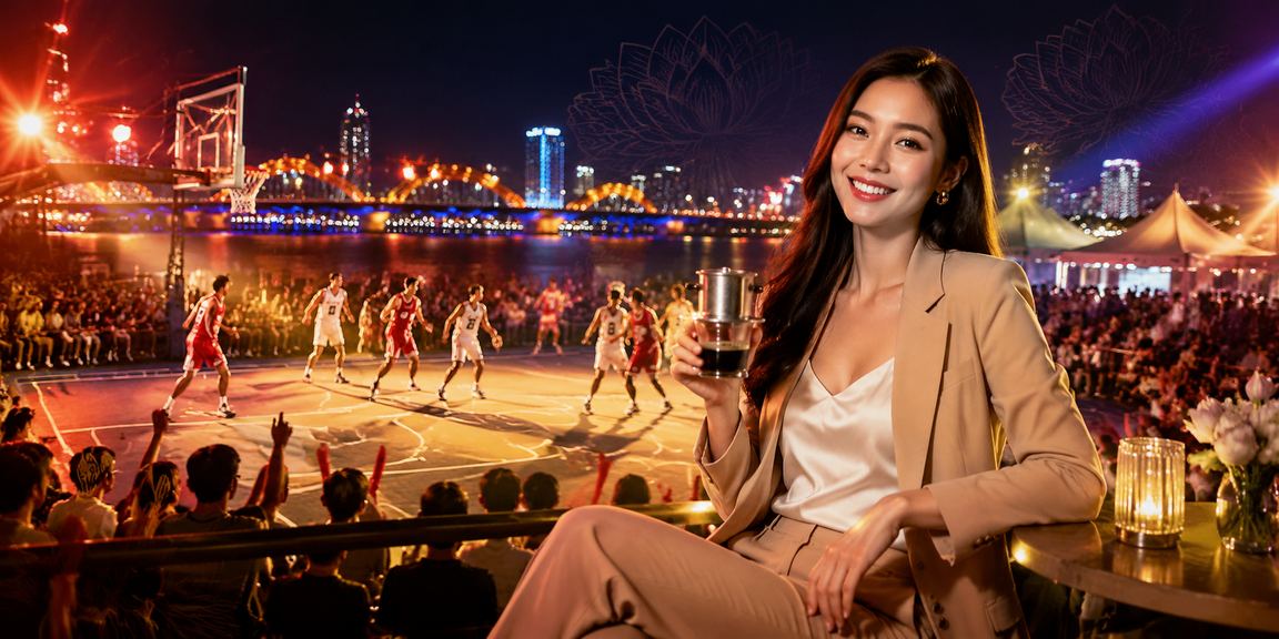 Người hâm mộ thể thao Đà Nẵng xem kèo bóng rổ và cà phê buổi sáng trước trận đấu