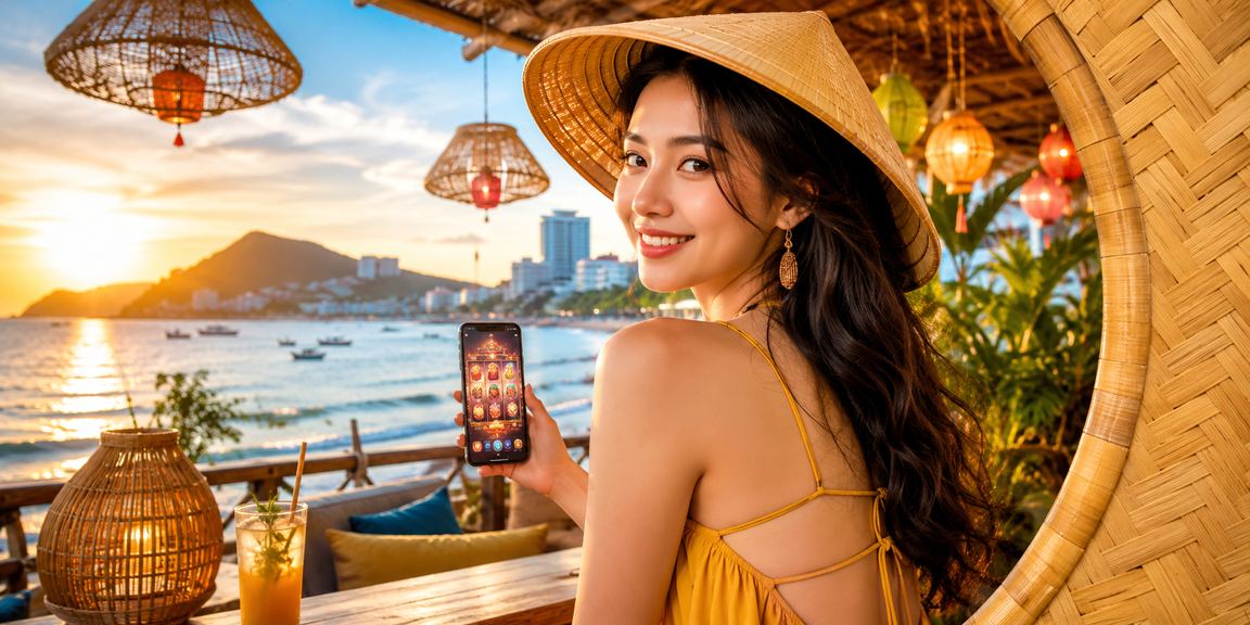 Người dùng Vũng Tàu truy cập khuyến mãi casino trên điện thoại di động bên bờ biển